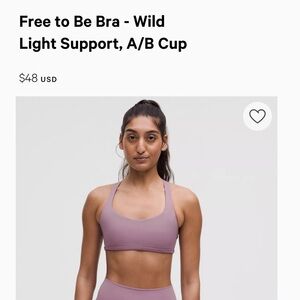 lululemon athletica Women's Free to Be Bra - Light Support, A/B Cup - Purple